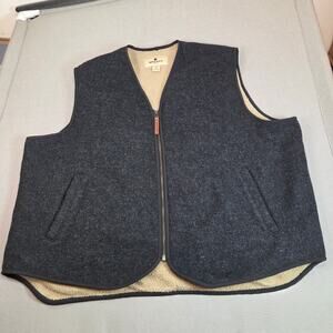 Woolrich Men’s 2XL Gray Wool Blend Sherpa Lined Full Zip Vest